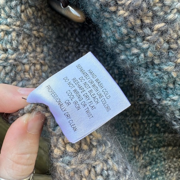 Lineamaglia Rainbow Blue Green Dye Wool Blend Crocheted Knit Sweater Cardigan - Picture 3 of 7